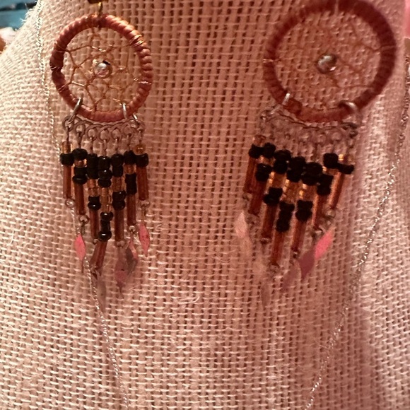 Dreamcatcher Earrings with Silver and Brown Accents - Picture 7 of 7